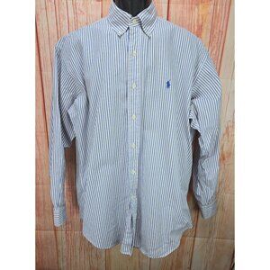 Ralph Lauren Blake Mens Medium Blue & White Striped Button-Down Shirt
